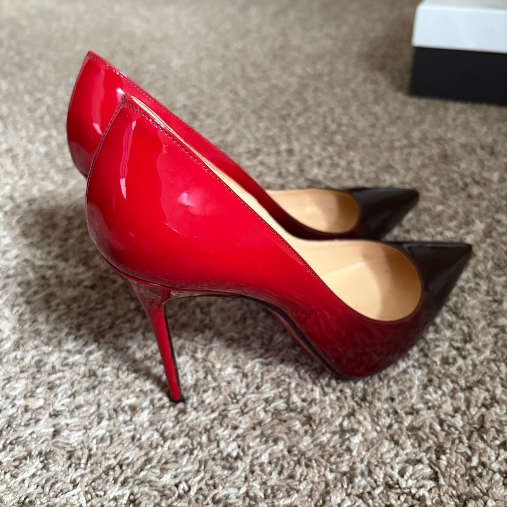Christian Louboutin Red Degradè Patent Leather Pigalle Follies Pumps 38.5